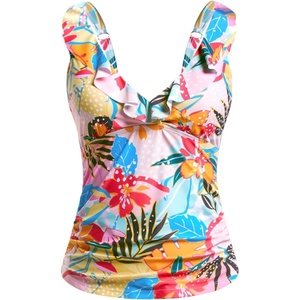 Tempt Me Women Tummy Control Tankini Top – V Neck Bathing Suit Flounce Ruffled Swim Top Only 2025(Colorful Floral)