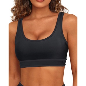 Women Sports Bra Bikini Top Athletic Bathing Suit Swimsuit Top for Teen Girls(Black)