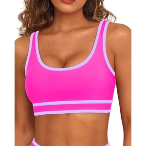 Women Sports Bra Bikini Top Athletic Bathing Suit Swimsuit Top for Teen Girls(Hot Pink)
