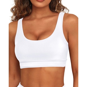 Women Sports Bra Bikini Top Athletic Bathing Suit Swimsuit Top for Teen Girls(White)