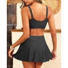 High Waisted Bikini with Skirt – Women Two Piece Swimsuit Skirted Bathing Suit Set with Pockets 2025 Swimwear(Black)