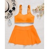 High Waisted Bikini with Skirt – Women Two Piece Swimsuit Skirted Bathing Suit Set with Pockets 2025 Swimwear(Orange)