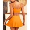 High Waisted Bikini with Skirt – Women Two Piece Swimsuit Skirted Bathing Suit Set with Pockets 2025 Swimwear(Orange)