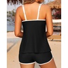 Tankini Swimsuits with Shorts – Two Piece Tummy Control Flowy Bathing Suits Top with Two Pockets Boy Shorts 2025(Black)