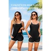 Tankini Swimsuits with Shorts – Two Piece Tummy Control Flowy Bathing Suits Top with Two Pockets Boy Shorts 2025(Black)