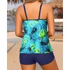 Tankini Swimsuits with Shorts – Two Piece Tummy Control Flowy Bathing Suits Top with Two Pockets Boy Shorts 2025(Blue Leaves)