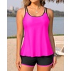 Tankini Swimsuits with Shorts – Two Piece Tummy Control Flowy Bathing Suits Top with Two Pockets Boy Shorts 2025(Pink)