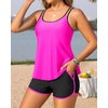 Tankini Swimsuits with Shorts – Two Piece Tummy Control Flowy Bathing Suits Top with Two Pockets Boy Shorts 2025(Pink)