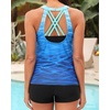 Tempt Me 3 Piece Swimsuit for Women Tankini Bathing Suit Modest High Neck Tank Tops Swimwear with Shorts(Blue Gradient)