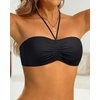 Tempt Me Women Bandeau Bikini Top Strapless Swim Tops Tube Halter Swimsuit Top Only(Black)