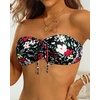 Tempt Me Women Bandeau Bikini Top Strapless Swim Tops Tube Halter Swimsuit Top Only(Black Floral)