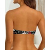 Tempt Me Women Bandeau Bikini Top Strapless Swim Tops Tube Halter Swimsuit Top Only(Black Floral)