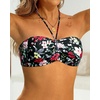 Tempt Me Women Bandeau Bikini Top Strapless Swim Tops Tube Halter Swimsuit Top Only(Black Floral)