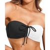 Tempt Me Women Bandeau Bikini Top Strapless Swim Tops Tube Halter Swimsuit Top Only(Black Tribal)