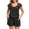 Tempt Me Women One Piece Romper Swimsuit – Ruffle Sleeve Modest Jumpsuit Bathing Suit with Shorts 2026 Swimwear Black Dot XL