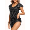 Tempt Me Women One Piece Romper Swimsuit – Ruffle Sleeve Modest Jumpsuit Bathing Suit with Shorts 2026 Swimwear Black Dot XL