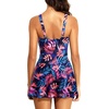 Tempt Me Women One Piece Swim Dress Tummy Control Swimsuits with Skirt Full Coverage Bathing Suit V-Wired Swim Skirt 2026(Colorful Leaves)