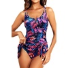 Tempt Me Women One Piece Swim Dress Tummy Control Swimsuits with Skirt Full Coverage Bathing Suit V-Wired Swim Skirt 2026(Colorful Leaves)