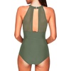 Tempt Me Women One Piece Swimsuit High Neck Plunge Ruched Tummy Control Bathing Suit(Olive Green)