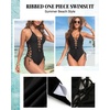 Tempt Me Women Sexy Lace Up One Piece Swimsuit Deep Plunge V Neck High Cut Bathing Suits(Black)