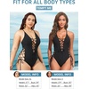 Tempt Me Women Sexy Lace Up One Piece Swimsuit Deep Plunge V Neck High Cut Bathing Suits(Black)