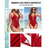 Tempt Me Women Sexy Lace Up One Piece Swimsuit Deep Plunge V Neck High Cut Bathing Suits(Red)