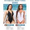Tempt Me Women Sexy Lace Up One Piece Swimsuit Deep Plunge V Neck High Cut Bathing Suits(White)