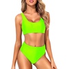 Tempt Me Women Sporty Bikini Set Two Piece High Waisted Swimsuit Athletic Scoop Neck Bathing Suit(Neon Green)