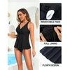 Tempt Me Women Tankini Top Only Flowy Swim Tops V Neck Bathing Suit Top(Black)