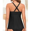 Tempt Me Women Tankini Top Only Flowy Swim Tops V Neck Bathing Suit Top(Black Stripe)