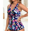 Tempt Me Women Tankini Top Only Flowy Swim Tops V Neck Bathing Suit Top(Colorful Floral)