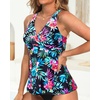 Tempt Me Women Tankini Top Only Flowy Swim Tops V Neck Bathing Suit Top(Multi Floral)