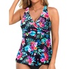 Tempt Me Women Tankini Top Only Flowy Swim Tops V Neck Bathing Suit Top(Multi Floral)