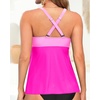 Tempt Me Women Tankini Top Only Flowy Swim Tops V Neck Bathing Suit Top(Pink)