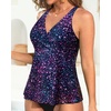 Tempt Me Women Tankini Top Only Flowy Swim Tops V Neck Bathing Suit Top(Star Whole Sky)