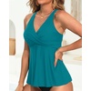 Tempt Me Women Tankini Top Only Flowy Swim Tops V Neck Bathing Suit Top(Teal)