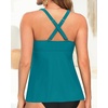 Tempt Me Women Tankini Top Only Flowy Swim Tops V Neck Bathing Suit Top(Teal)