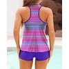 Tempt Me Women Two Piece Tankini Swimsuit Racerback Bathing Suits Tops with Shorts High Waisted(Purple Geometric)
