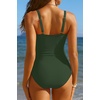 Tempt Me Womens One Piece Swimsuit – Tummy Control Bathing Suit V Neck Metal Twist Front 2025 Swimwear Army Green XXL
