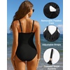 Tempt Me Womens One Piece Swimsuit – Tummy Control Bathing Suit V Neck Metal Twist Front 2025 Swimwear Black XXL