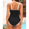 Tempt Me Womens One Piece Swimsuit – Tummy Control Bathing Suit V Wired Ribbed Full Coverage 2026 Swimwear(Black and White)