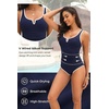 Tempt Me Womens One Piece Swimsuit – Tummy Control Bathing Suit V Wired Ribbed Full Coverage 2026 Swimwear(Navy Blue and White)