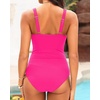 Tempt Me Womens One Piece Swimsuit – Tummy Control Bathing Suit V Wired Ribbed Full Coverage 2026 Swimwear(Neon Pink)