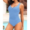 Tempt Me Womens One Piece Swimsuit – Tummy Control Bathing Suit V Wired Ribbed Full Coverage 2026 Swimwear(Sky Blue)