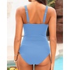 Tempt Me Womens One Piece Swimsuit – Tummy Control Bathing Suit V Wired Ribbed Full Coverage 2026 Swimwear(Sky Blue)