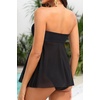 Tempt Me Womens Two Piece Bathing Suits Halter Bandeau Tankini Top Flyaway Swimsuit with Bottoms Tummy Control Swimwear(Black)