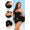 Tempt Me Womens Two Piece Bathing Suits Halter Bandeau Tankini Top Flyaway Swimsuit with Bottoms Tummy Control Swimwear(Black)