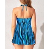 Tempt Me Womens Two Piece Bathing Suits Halter Bandeau Tankini Top Flyaway Swimsuit with Bottoms Tummy Control Swimwear(Blue Ripples)