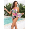 Tempt Me Womens Two Piece Bathing Suits Halter Bandeau Tankini Top Flyaway Swimsuit with Bottoms Tummy Control Swimwear(Tie Dye)