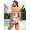 Tempt Me Womens Two Piece Bathing Suits Halter Bandeau Tankini Top Flyaway Swimsuit with Bottoms Tummy Control Swimwear(Tie Dye)